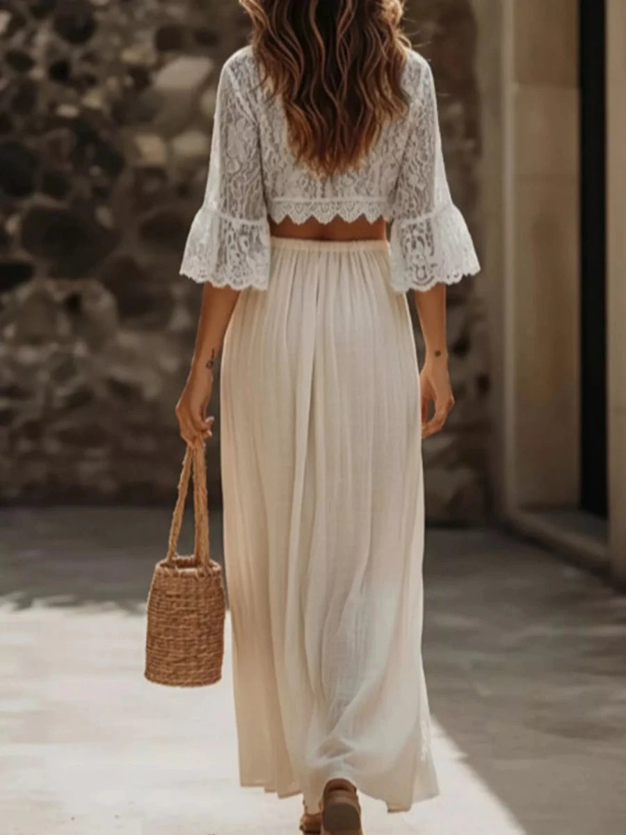 Oasis Lace Two - Piece Set - Brick + Boho