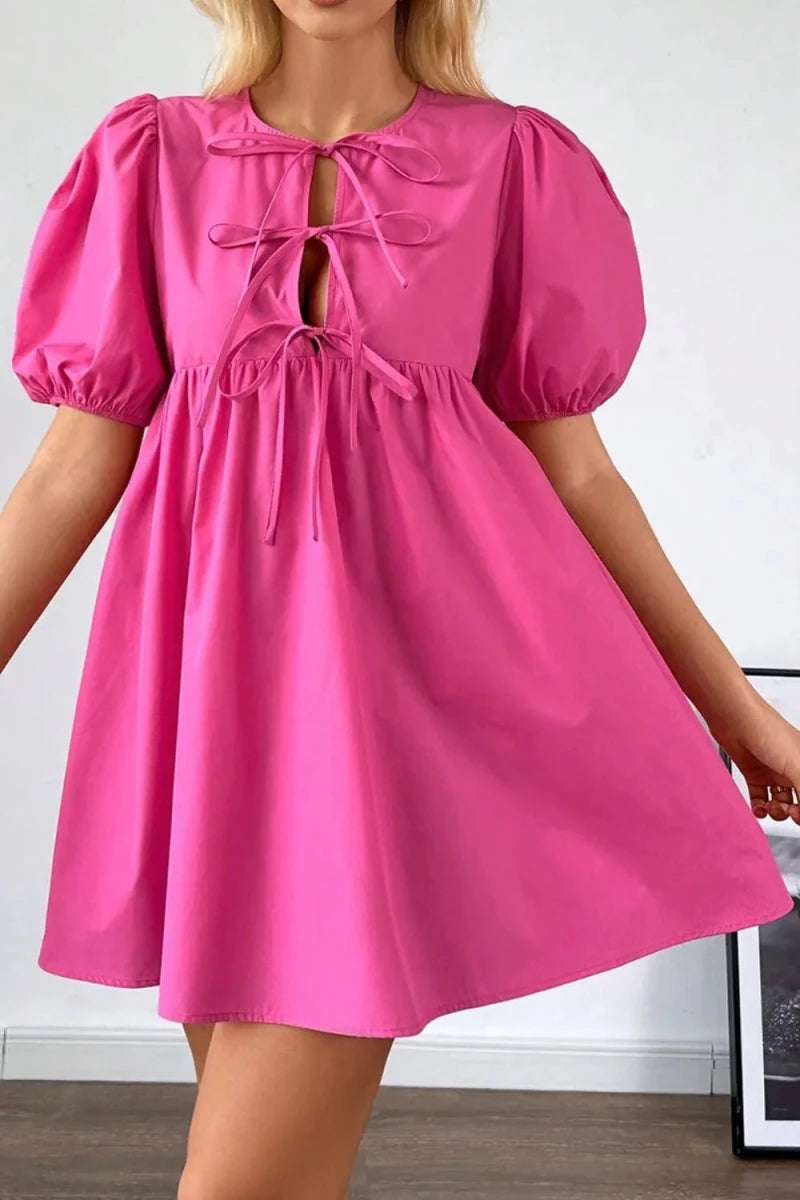 Oasis Puff Tie Front Mini - Brick + Boho