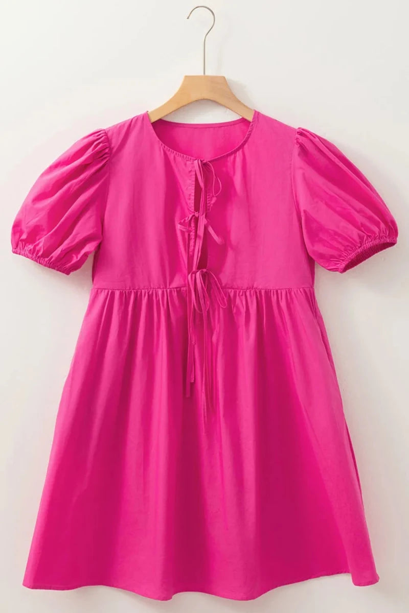 Oasis Puff Tie Front Mini - Brick + Boho