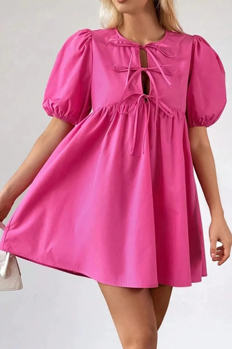 Oasis Puff Tie Front Mini - Brick + Boho