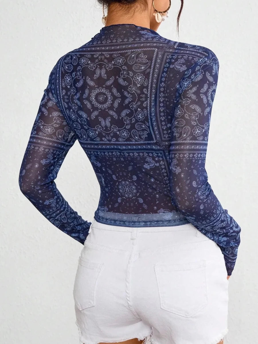 Obsidian Sheer Mesh Top - Brick + Boho