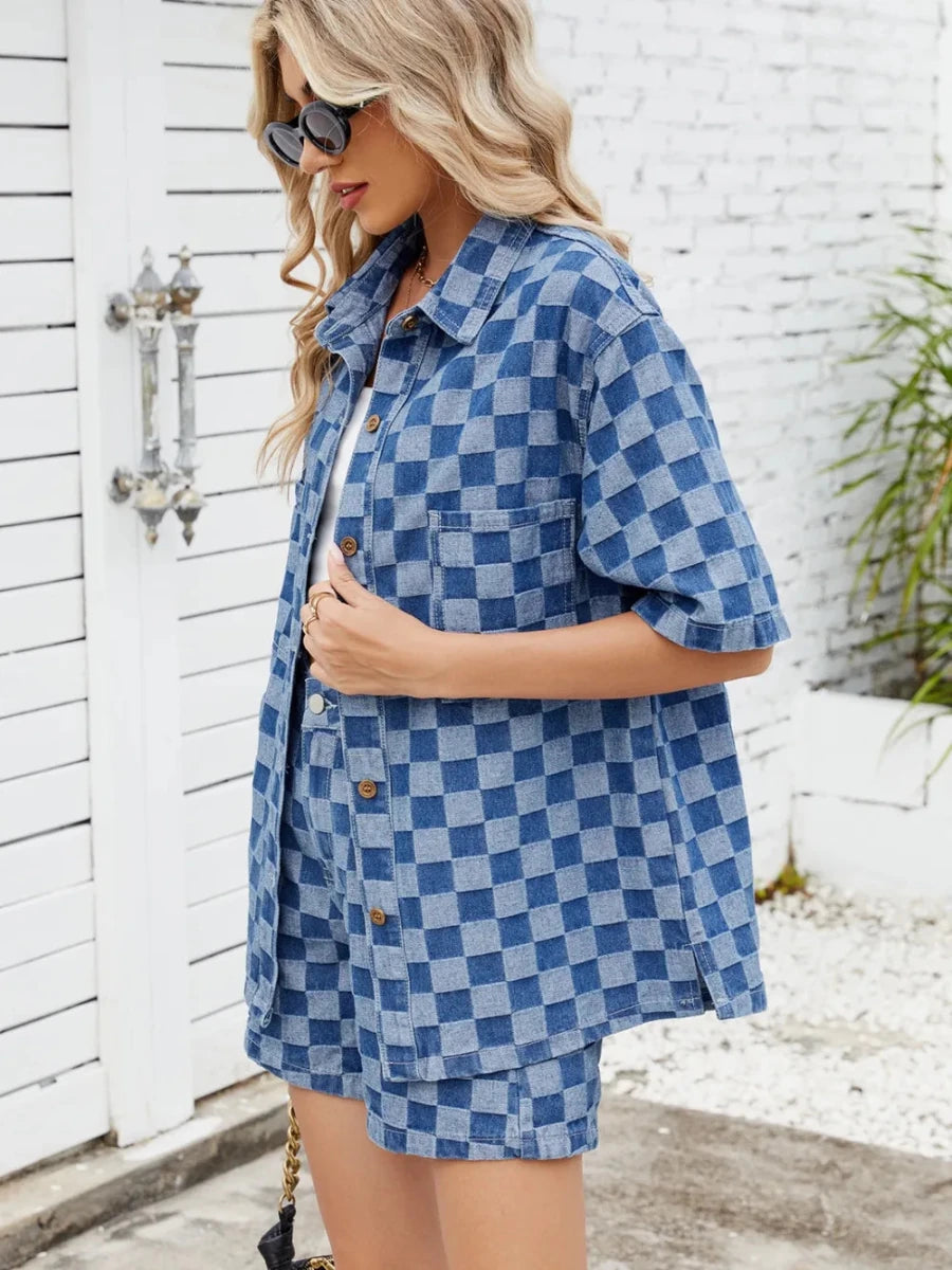 Oceanic Embroidered Shorts Set - Brick + Boho