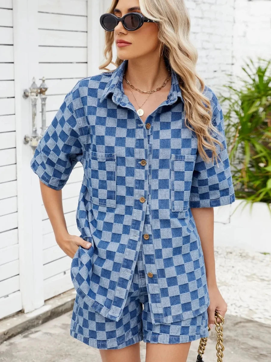 Oceanic Embroidered Shorts Set - Brick + Boho