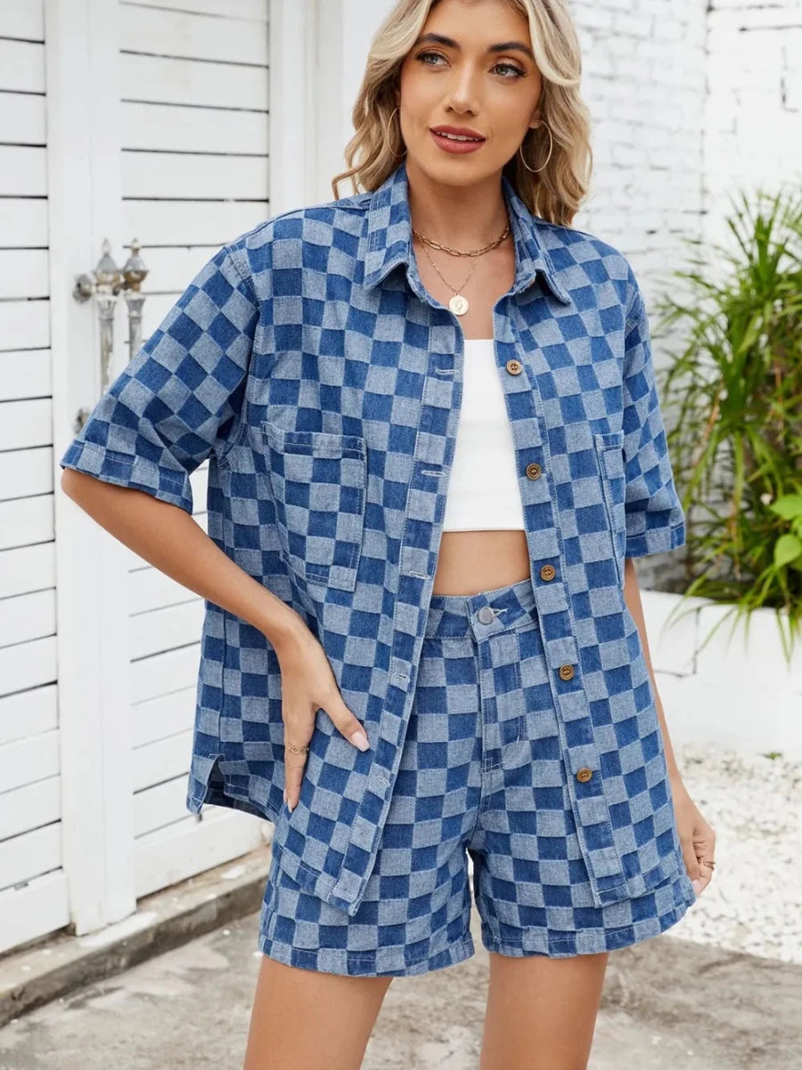 Oceanic Embroidered Shorts Set - Brick + Boho