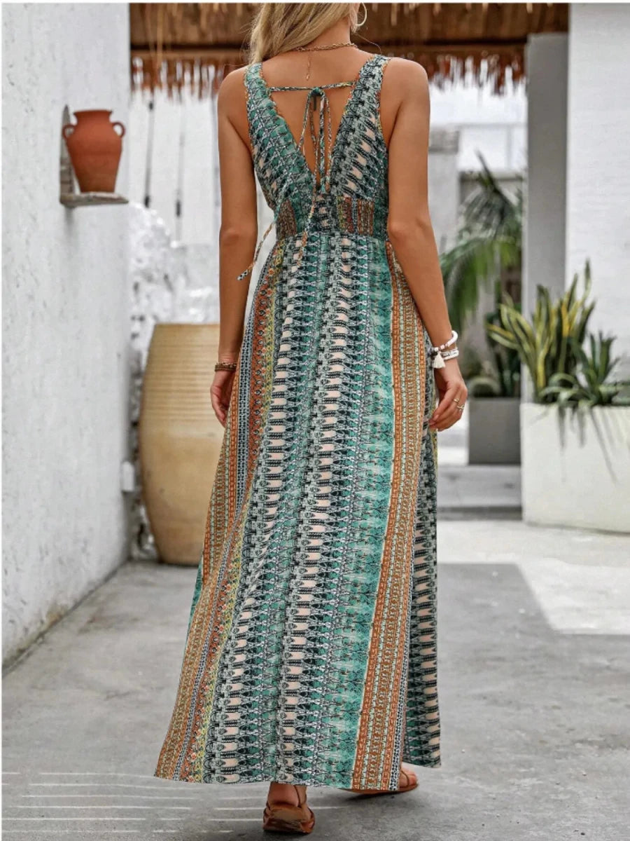 Odyssey Print Smocked Maxi - Brick + Boho