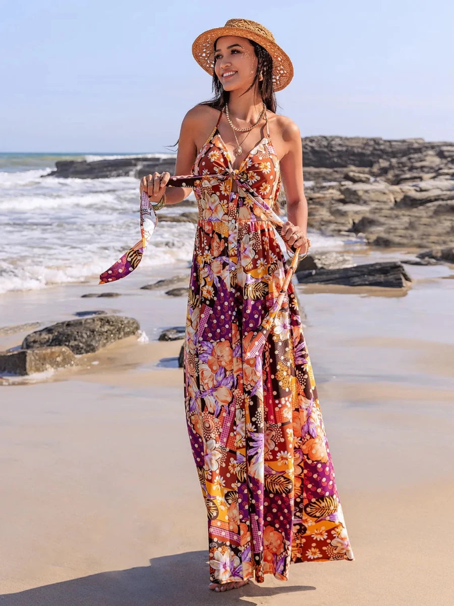 Painted Sands Halter Maxi - Brick + Boho