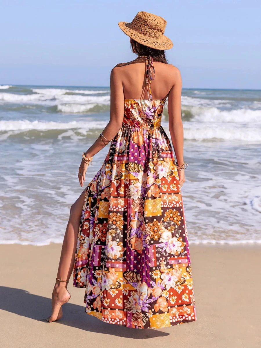Painted Sands Halter Maxi - Brick + Boho