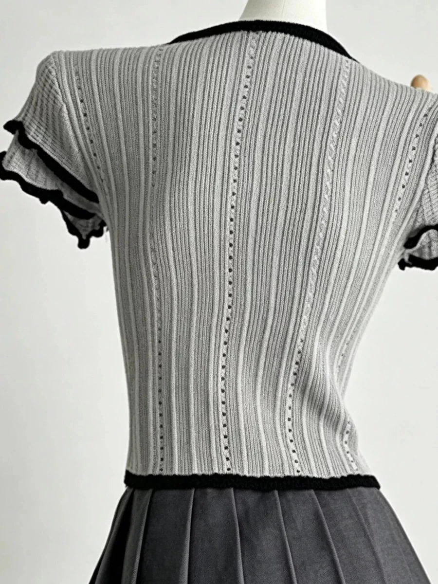 Peter Pan Collar Short Sleeve T-Shirt - Brick + Boho