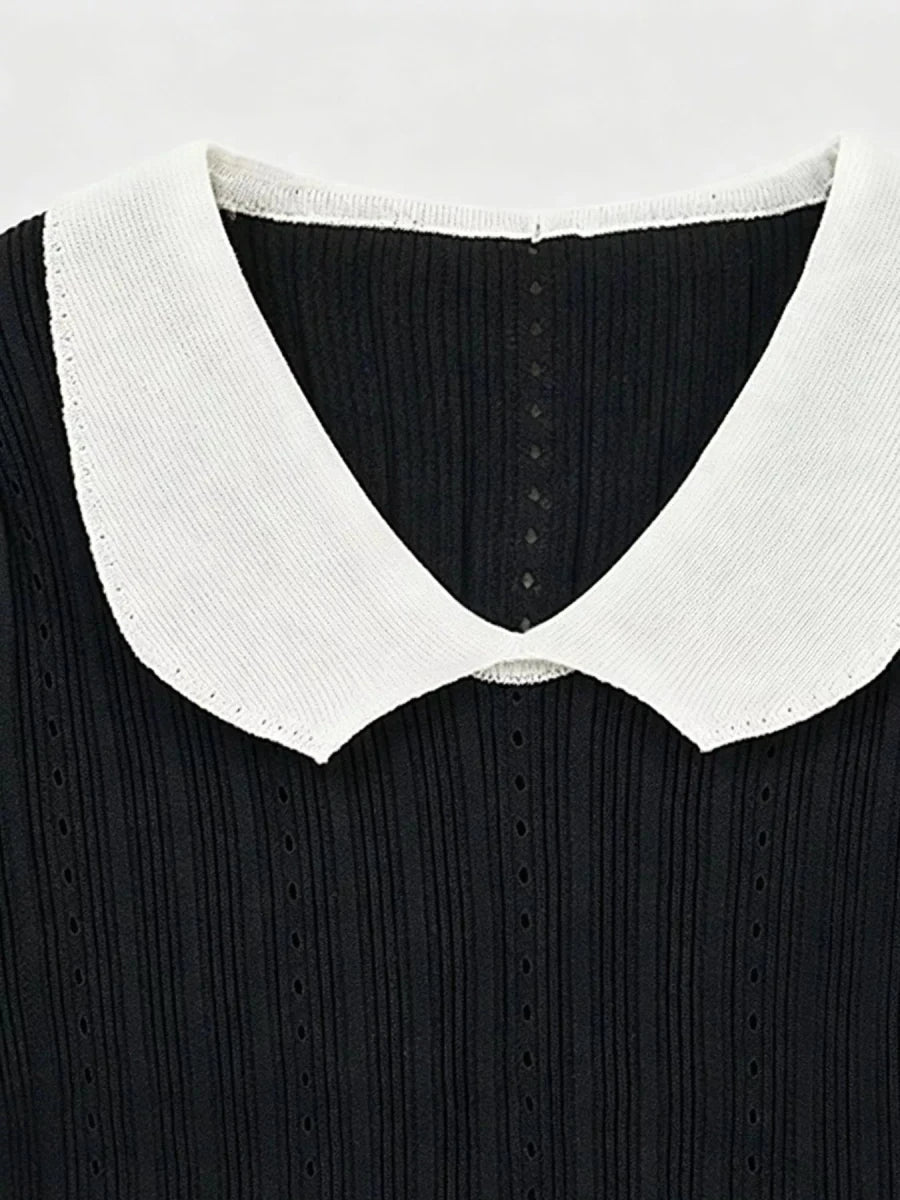 Peter Pan Collar Short Sleeve T-Shirt - Brick + Boho