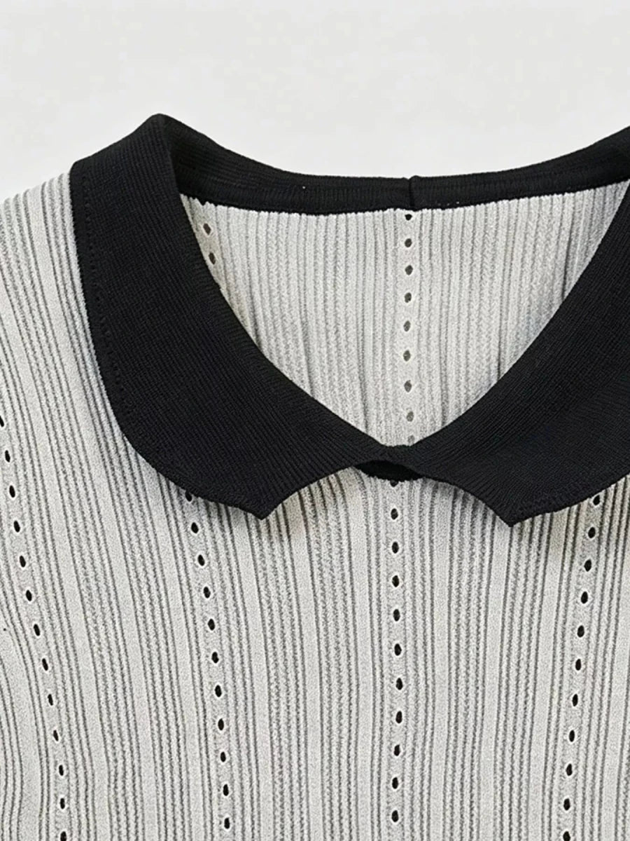 Peter Pan Collar Short Sleeve T-Shirt - Brick + Boho