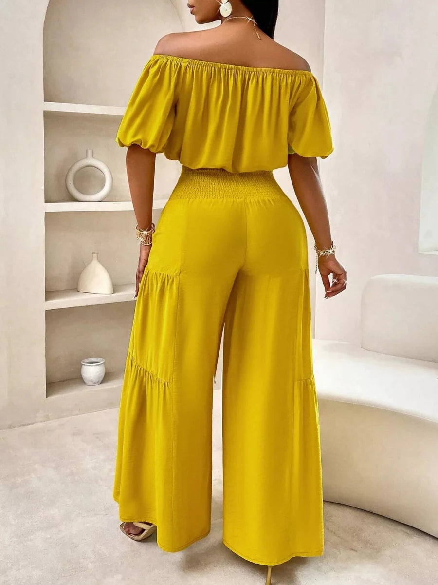 Petra Ruched Wide Leg Set - Brick + Boho