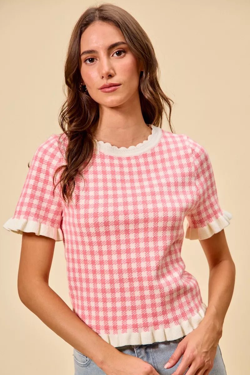 Pink Gingham Drift Top - Brick + Boho