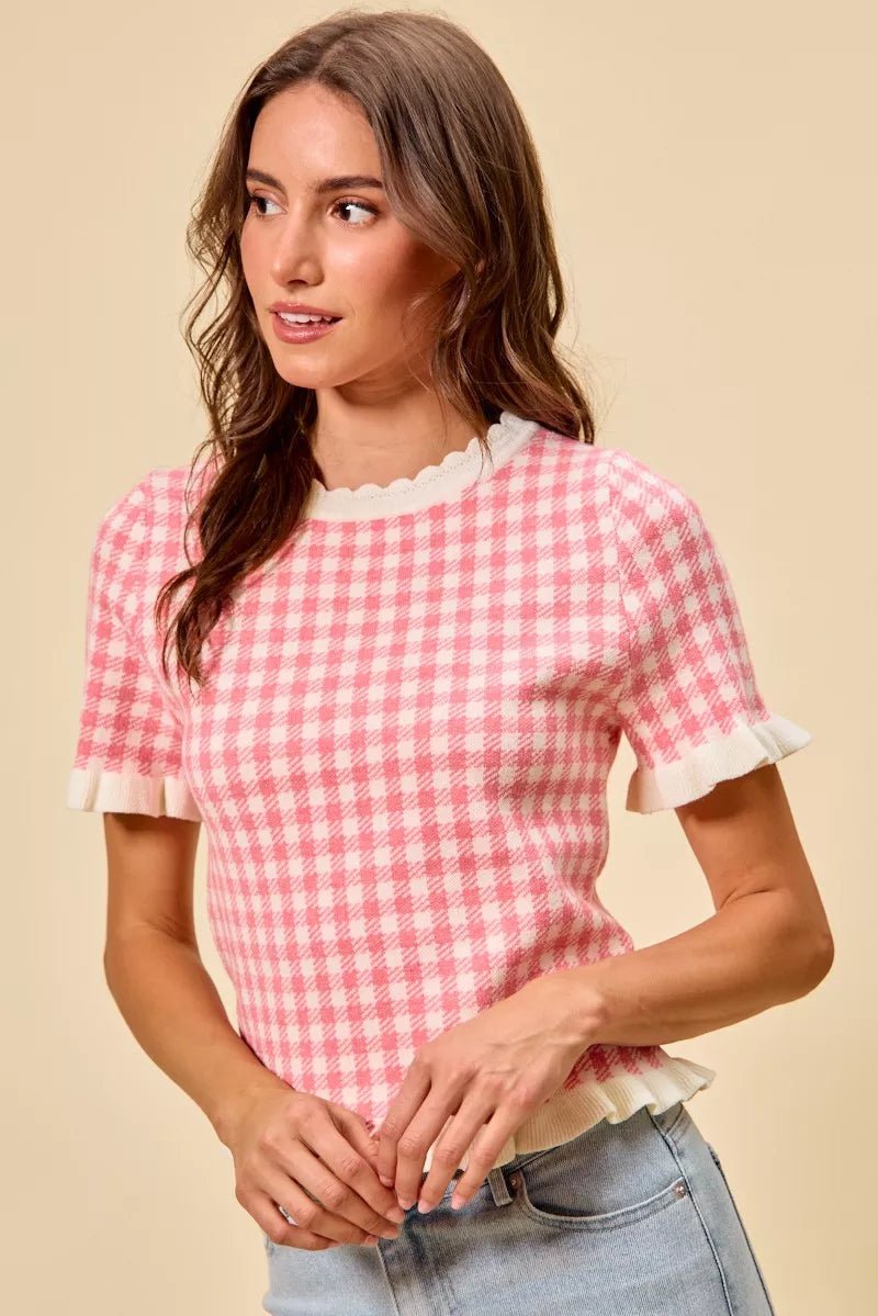 Pink Gingham Drift Top - Brick + Boho