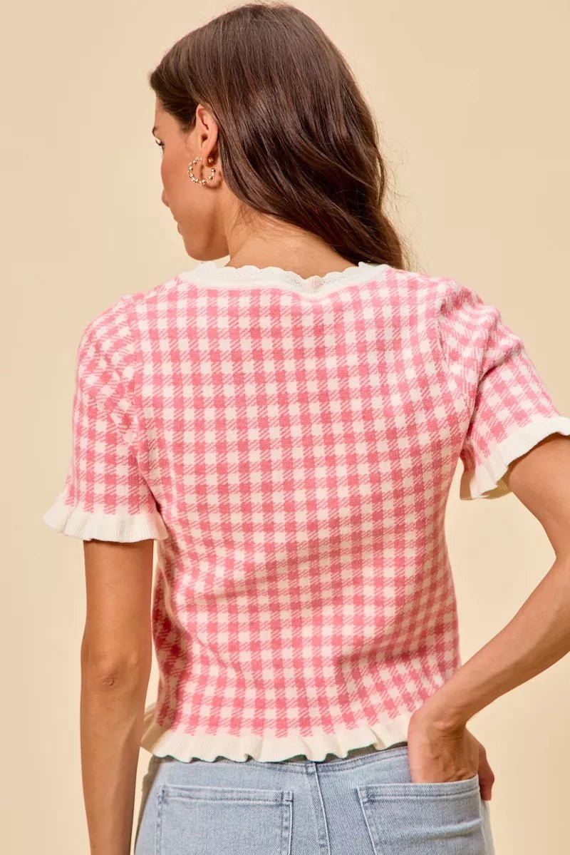 Pink Gingham Drift Top - Brick + Boho