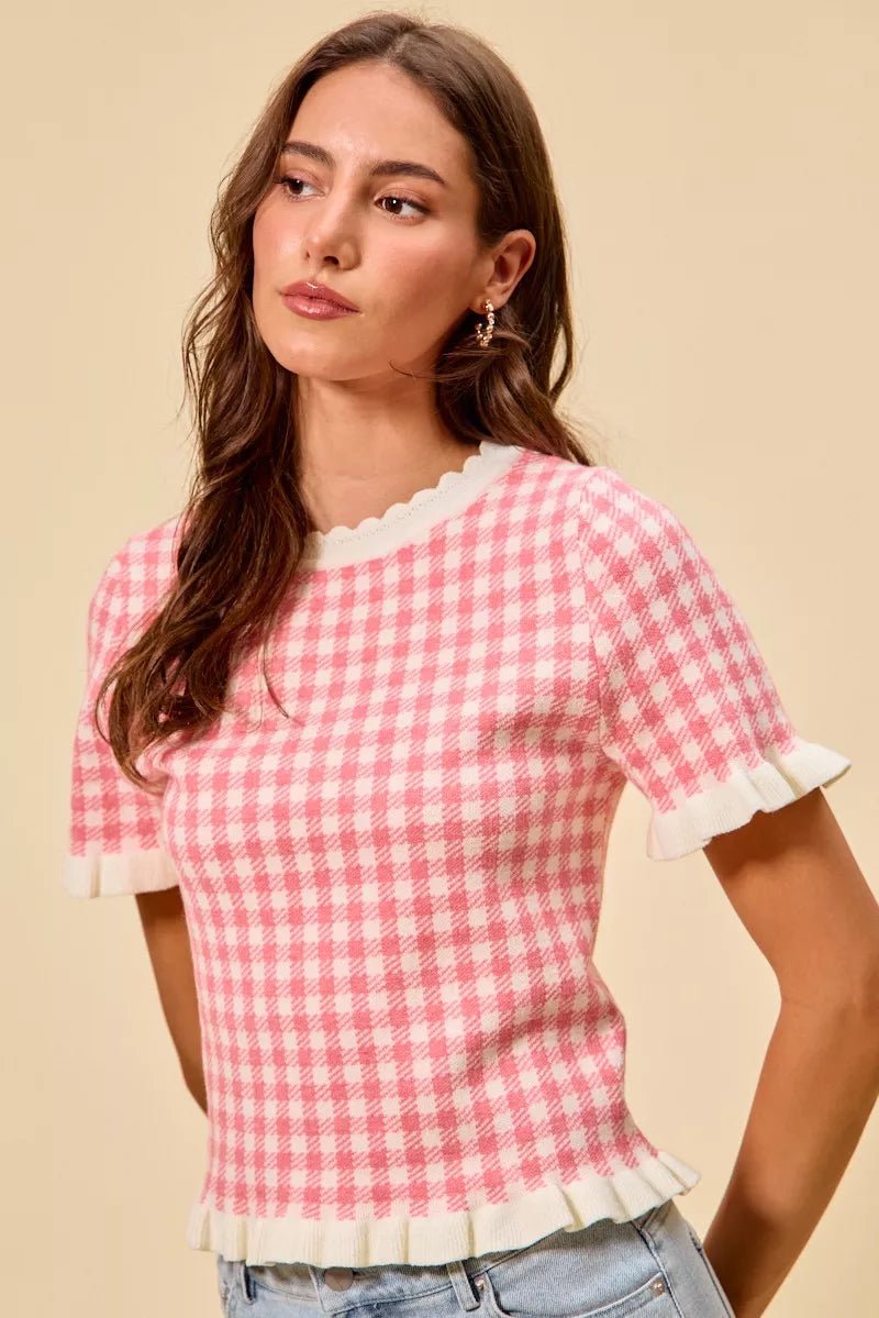 Pink Gingham Drift Top - Brick + Boho