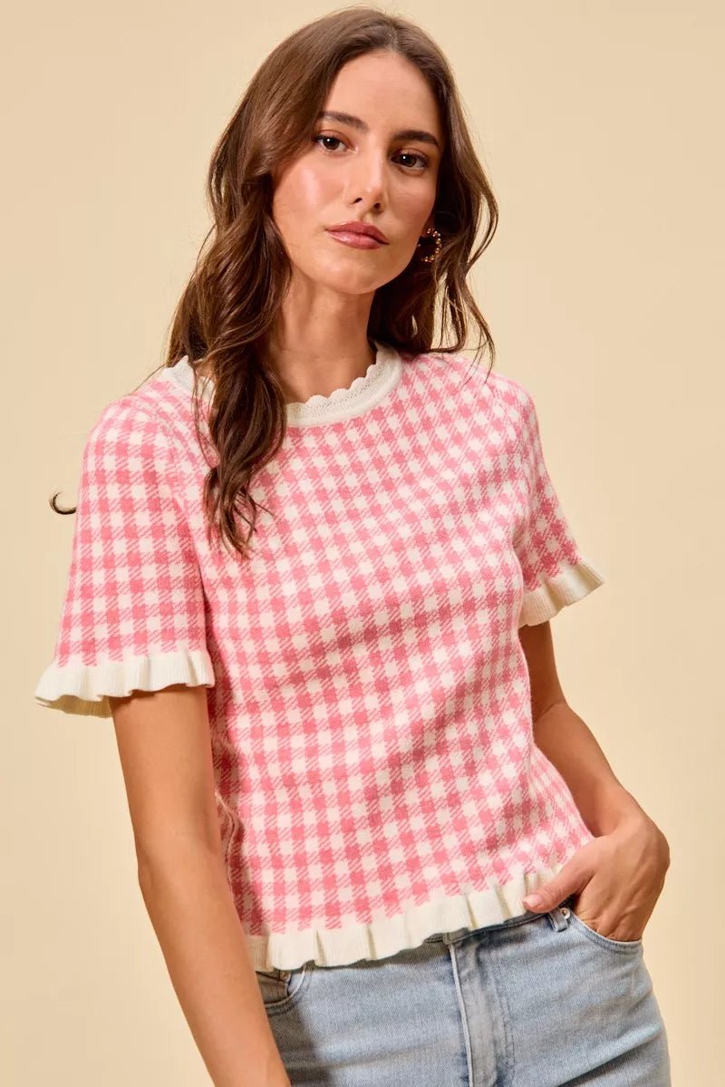 Pink Gingham Drift Top - Brick + Boho