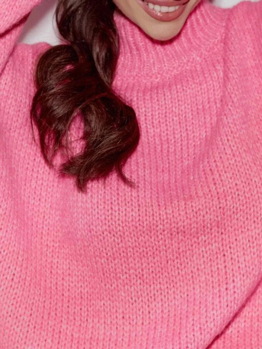Pink Mock Knit Sweater - Brick + Boho