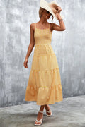 Plaid Square Neck Midi Cami Dress - Brick + Boho