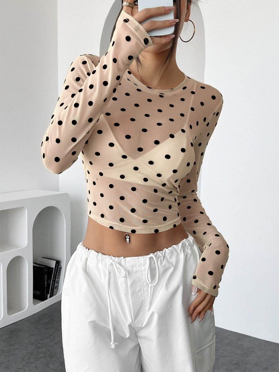 Playful Polka Dot Mesh - Brick + Boho