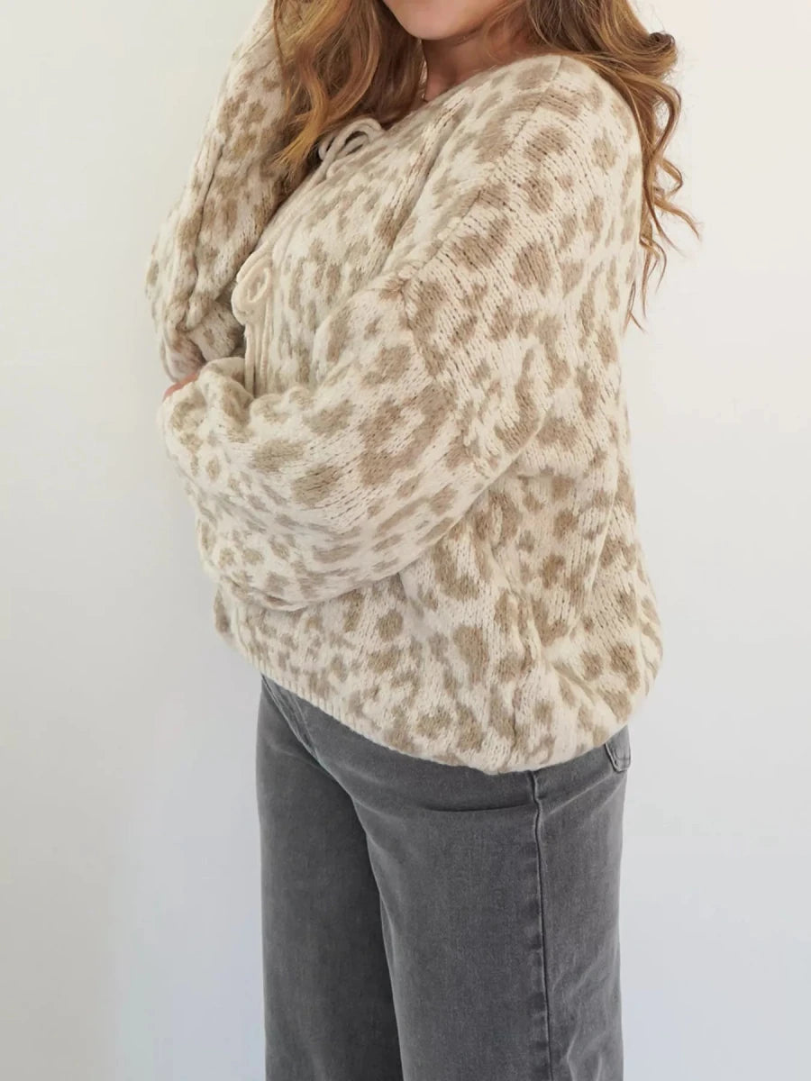 Pointelle Leopard Tie Top - Brick + Boho