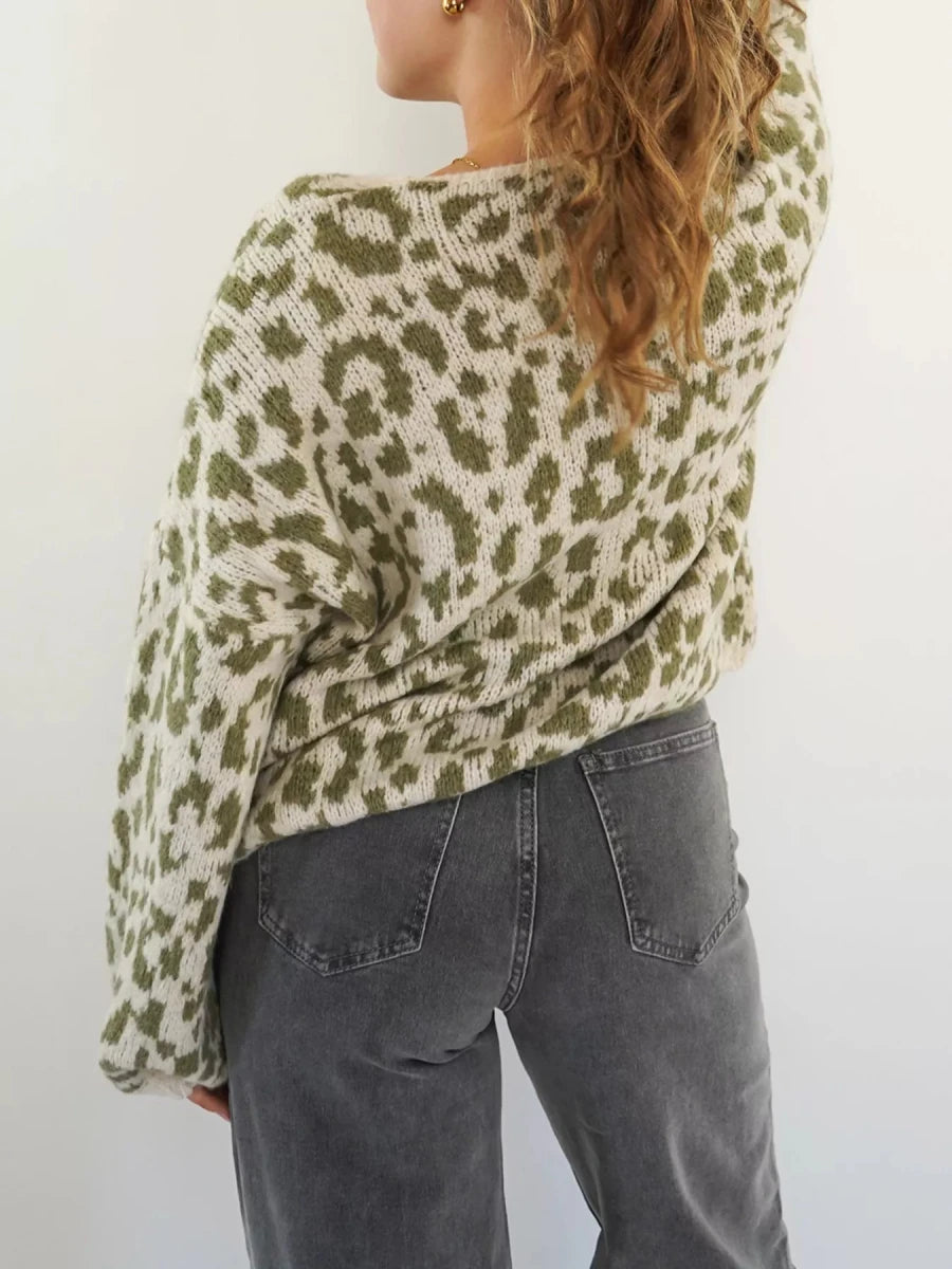 Pointelle Leopard Tie Top - Brick + Boho