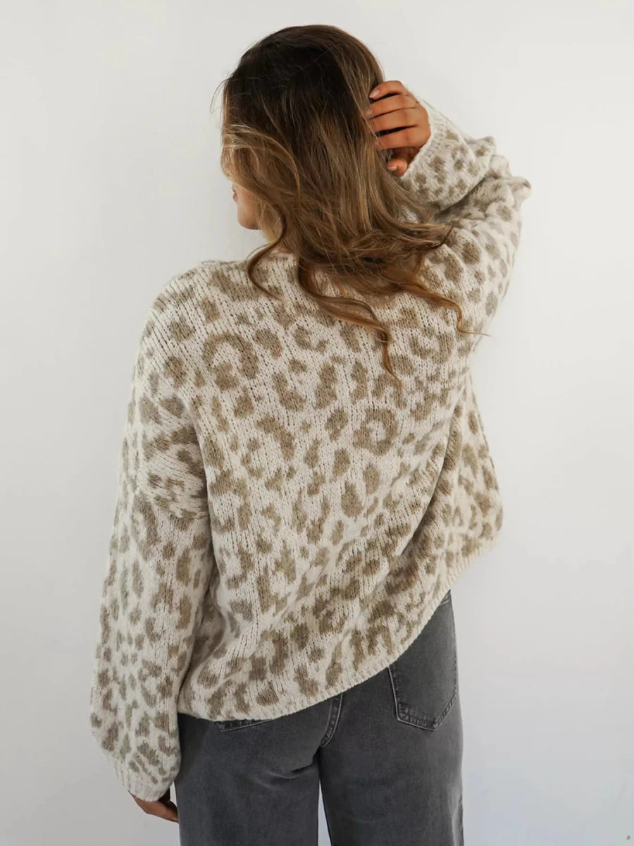 Pointelle Leopard Tie Top - Brick + Boho