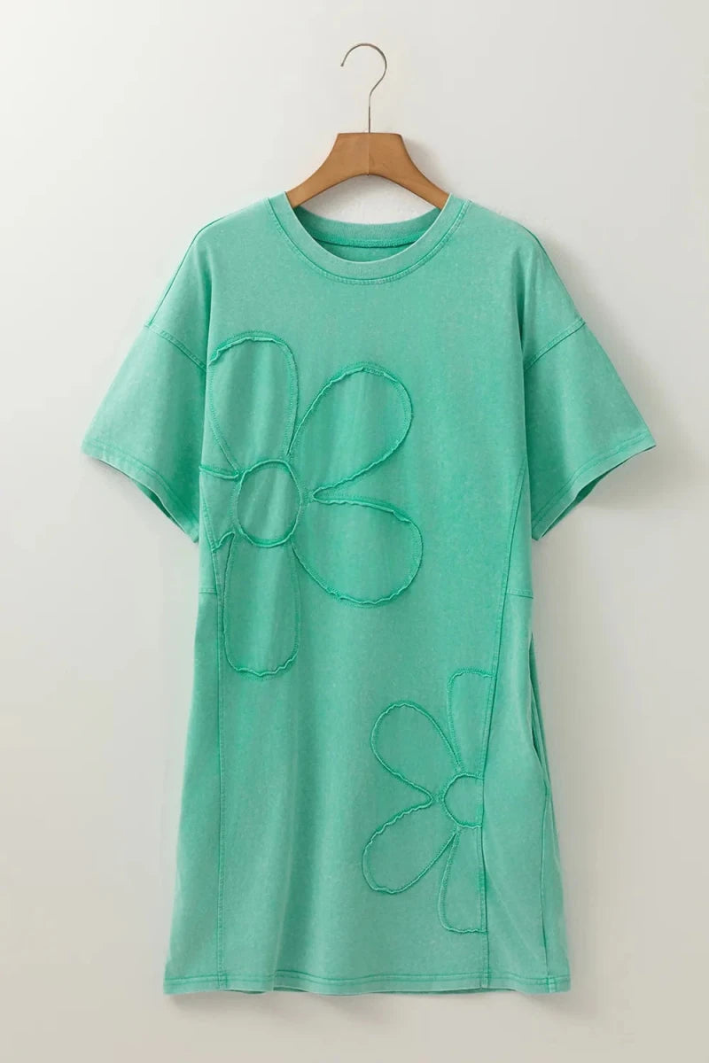 Poised Embroidered Tee Dress - Brick + Boho
