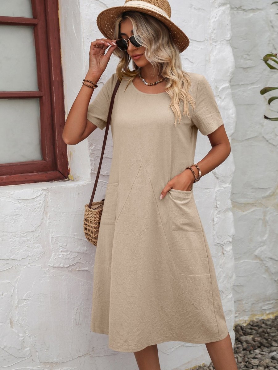 Polished Pocket Knee Length Dress - Brick + Boho