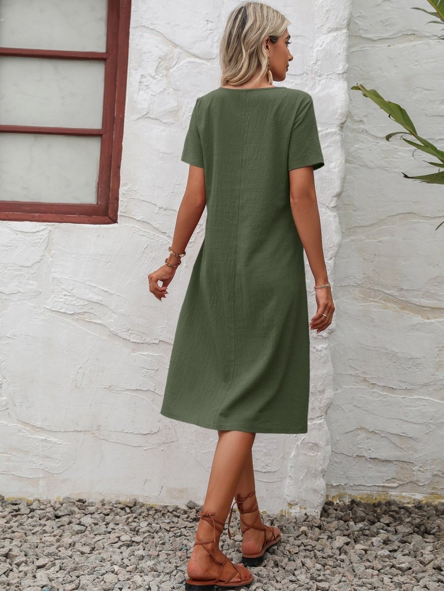 Polished Pocket Knee Length Dress - Brick + Boho