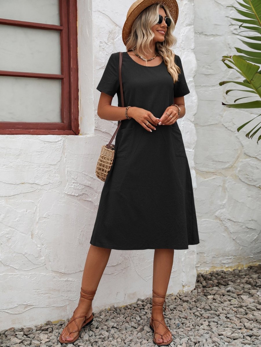 Polished Pocket Knee Length Dress - Brick + Boho