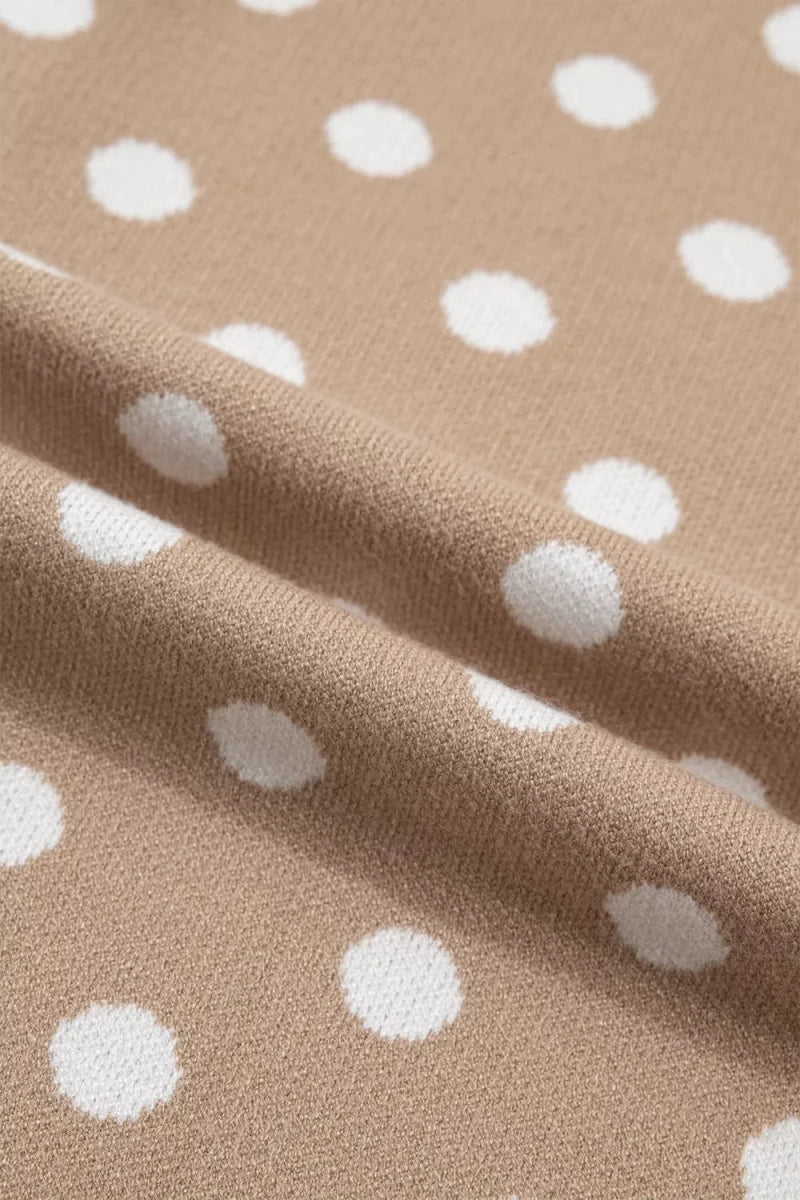 Polka Dot Short Sleeve Button Down Sweater Cardigan - Brick + Boho