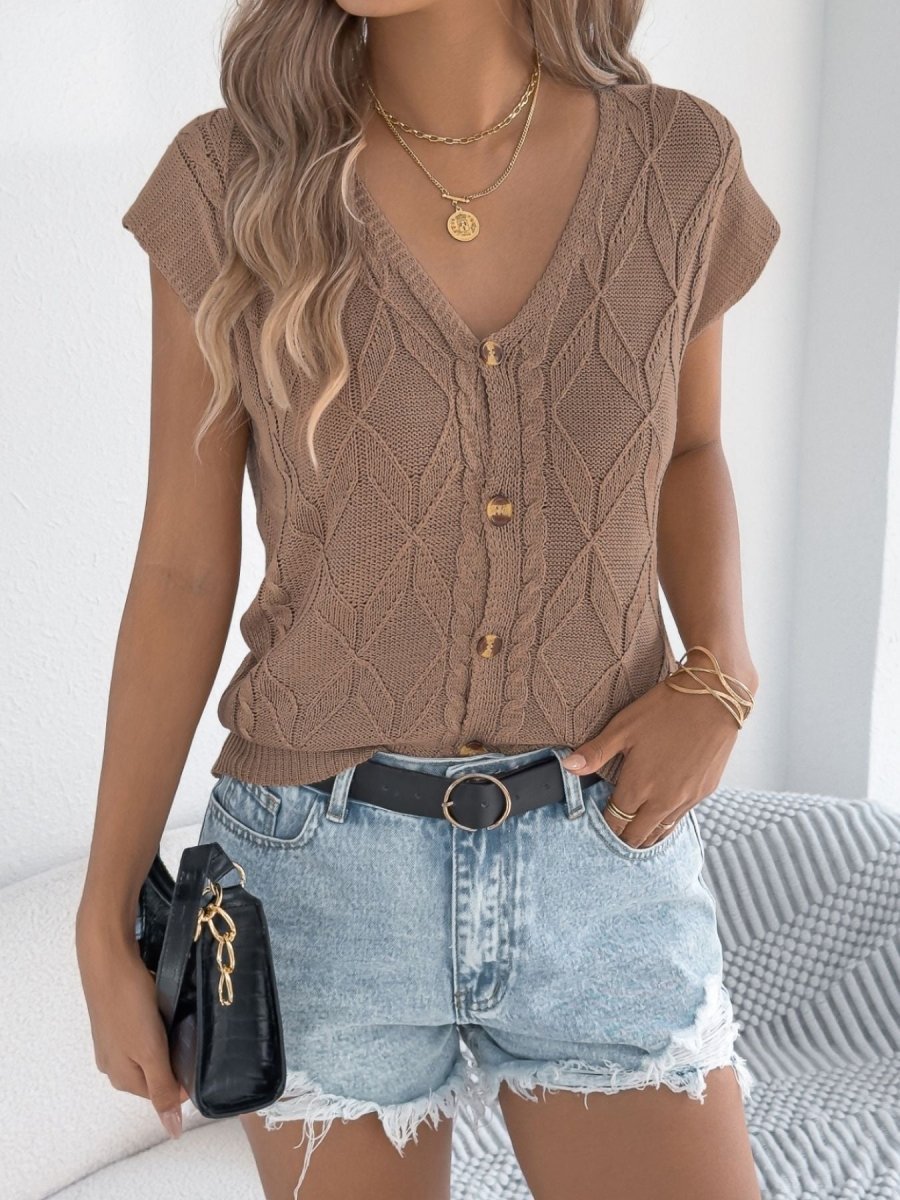 Prairie Nights Cable Cardigan - Brick + Boho