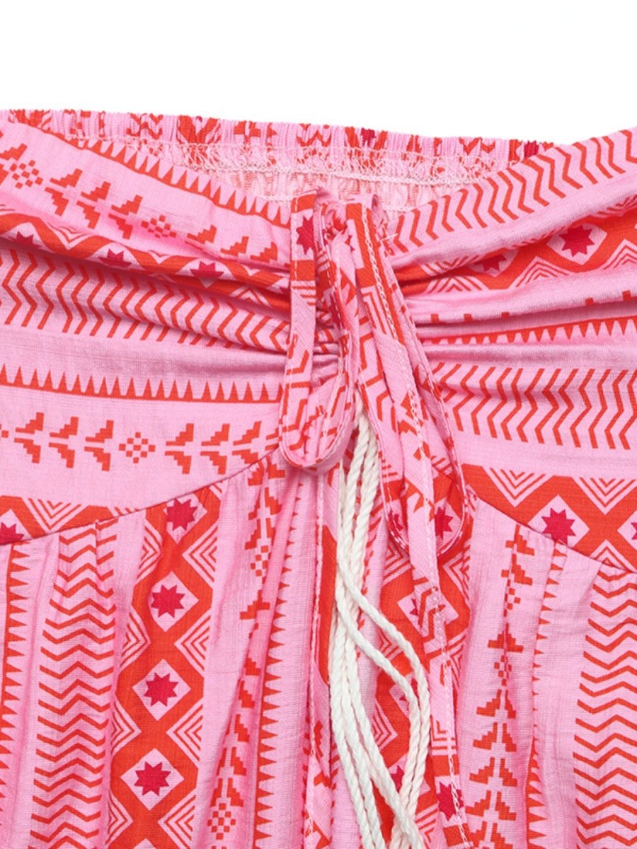 Printed Halter Neck Slit Midi Dress - Brick + Boho