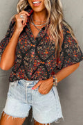 Profile Button Blouse - Brick + Boho