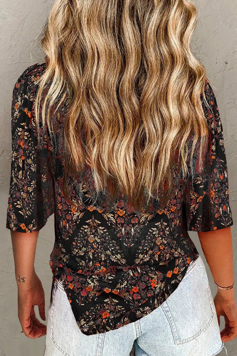 Profile Button Blouse - Brick + Boho