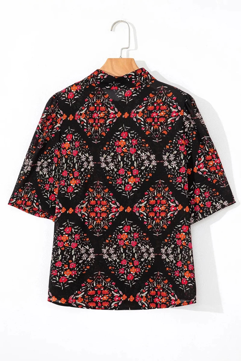 Profile Button Blouse - Brick + Boho