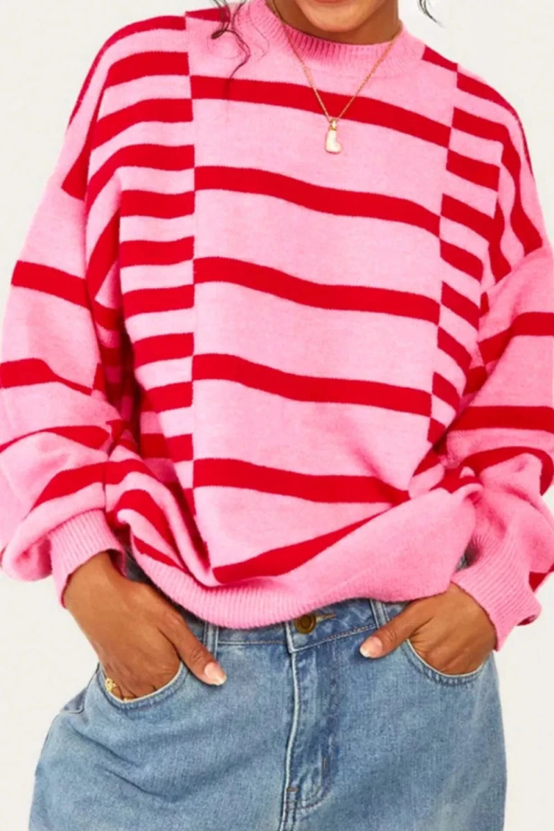 Raffia Striped Horizon Sweater - Brick + Boho