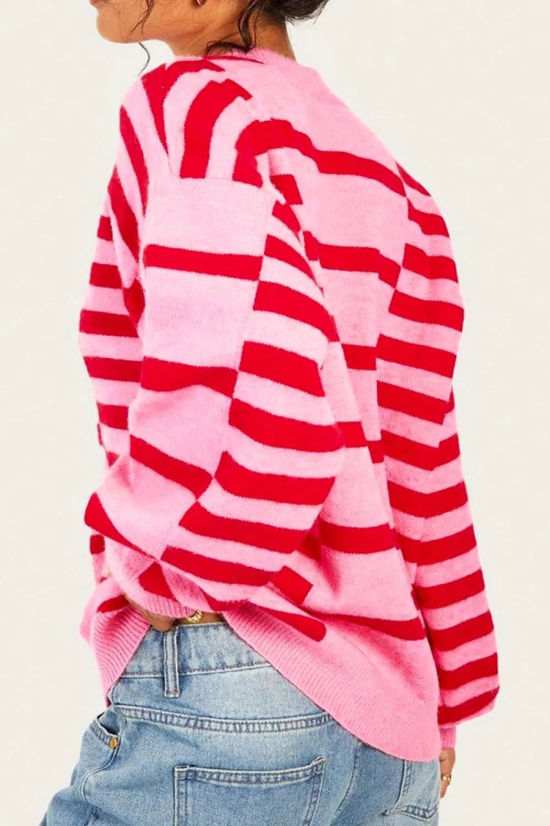 Raffia Striped Horizon Sweater - Brick + Boho