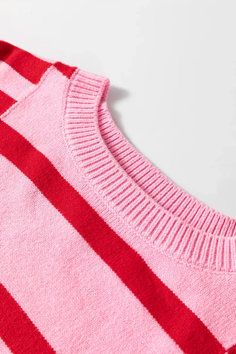 Raffia Striped Horizon Sweater - Brick + Boho