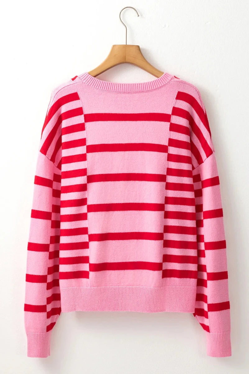 Raffia Striped Horizon Sweater - Brick + Boho