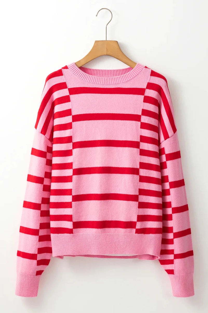 Raffia Striped Horizon Sweater - Brick + Boho