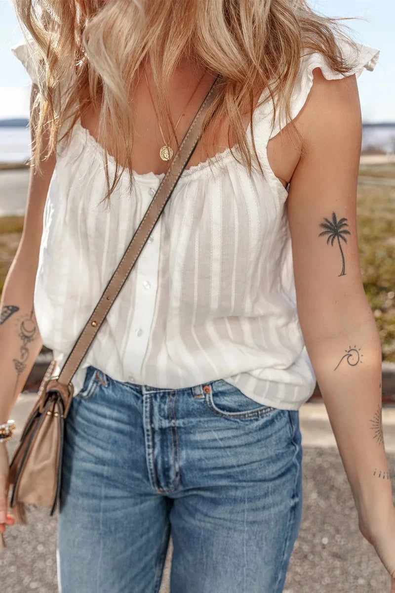 Raw - Edge Ribbed Tank - Brick + Boho