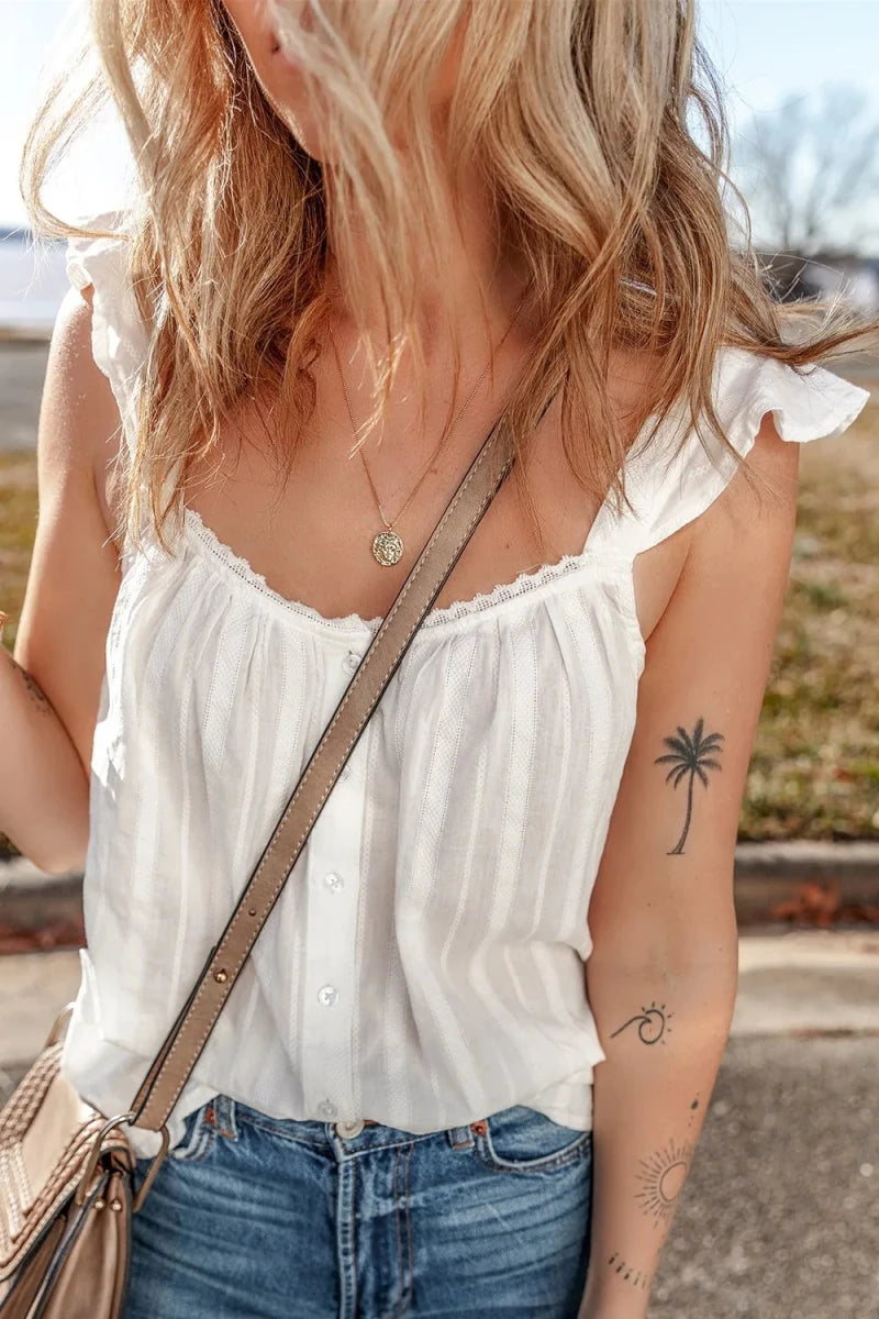 Raw - Edge Ribbed Tank - Brick + Boho