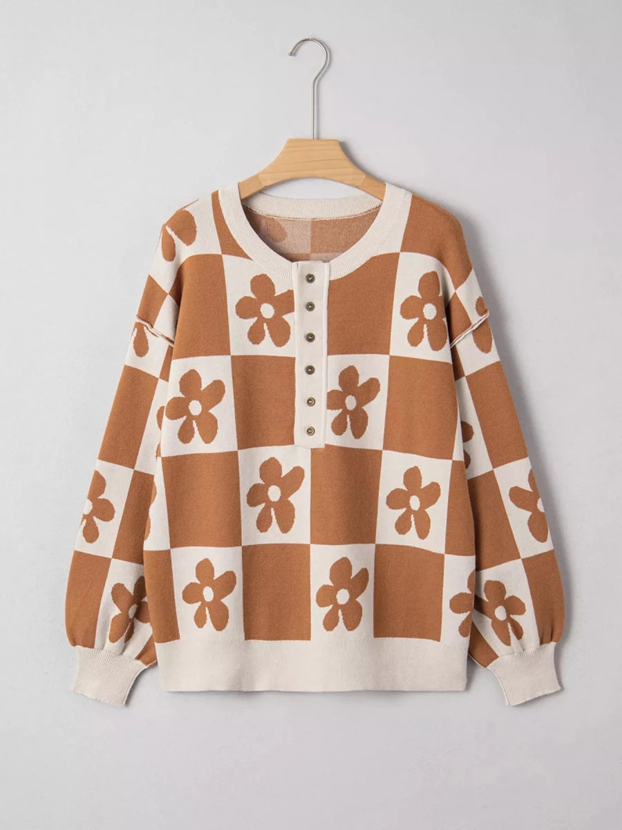 Retro Dreams Henley - Brick + Boho