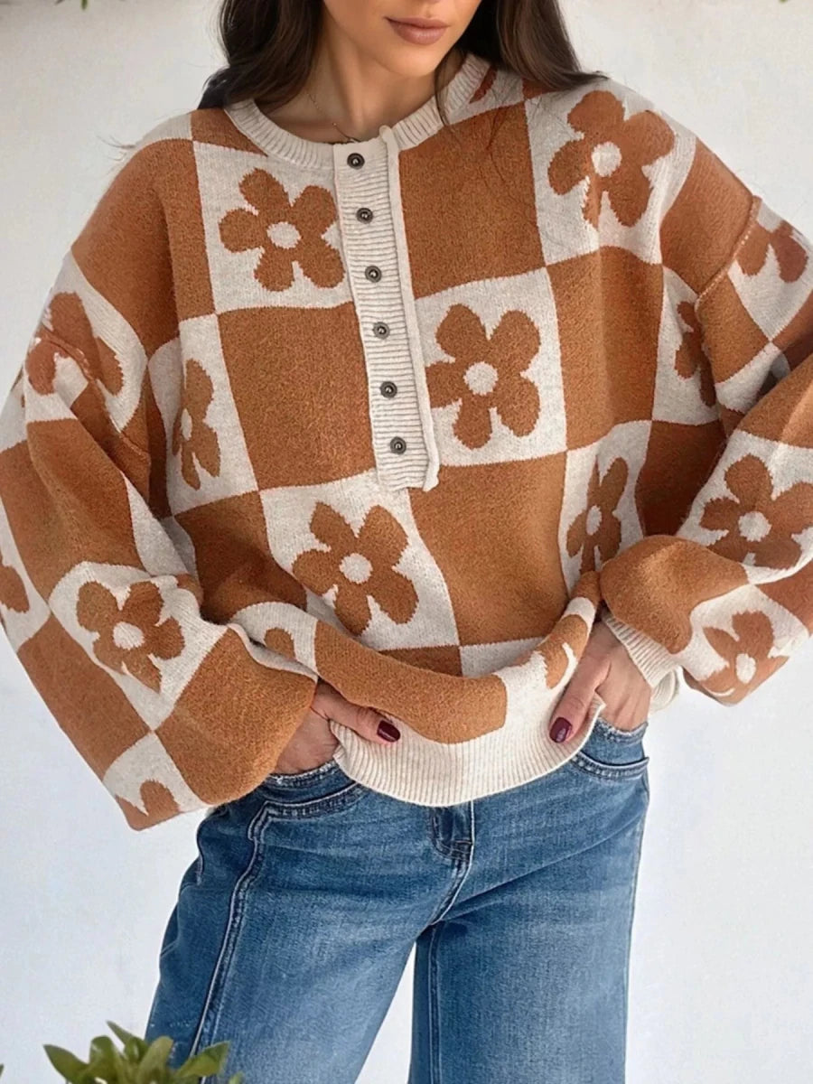 Retro Dreams Henley - Brick + Boho