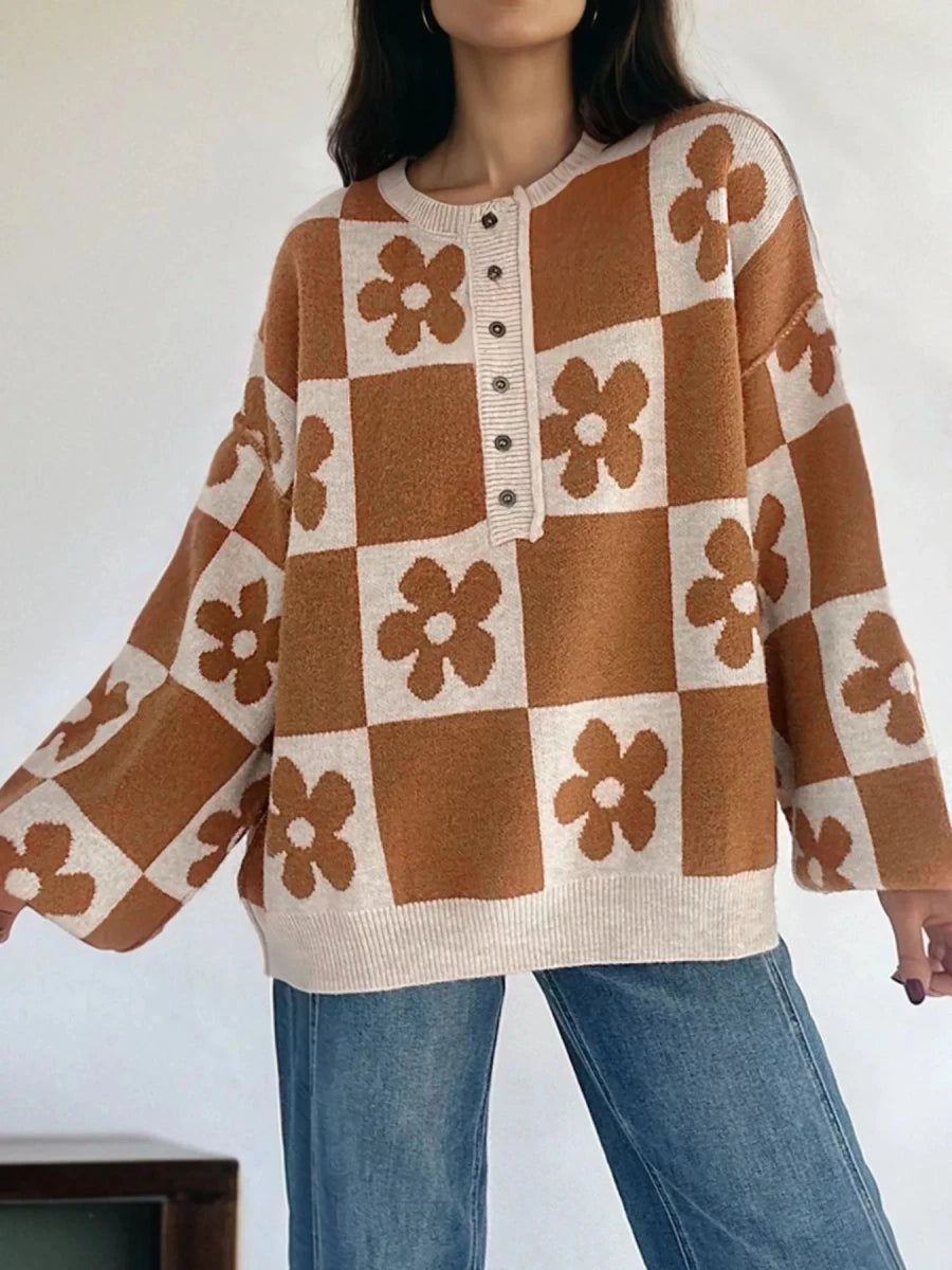 Retro Dreams Henley - Brick + Boho
