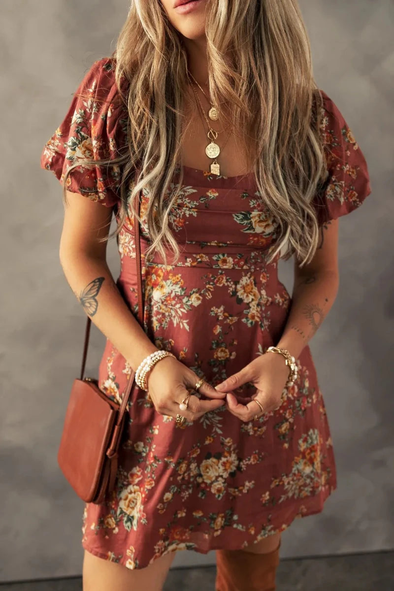 Ridge Tiered Dress - Brick + Boho