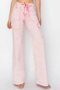 RISEN Full Size High Rise Cargo Pocket Jeans - Brick + Boho