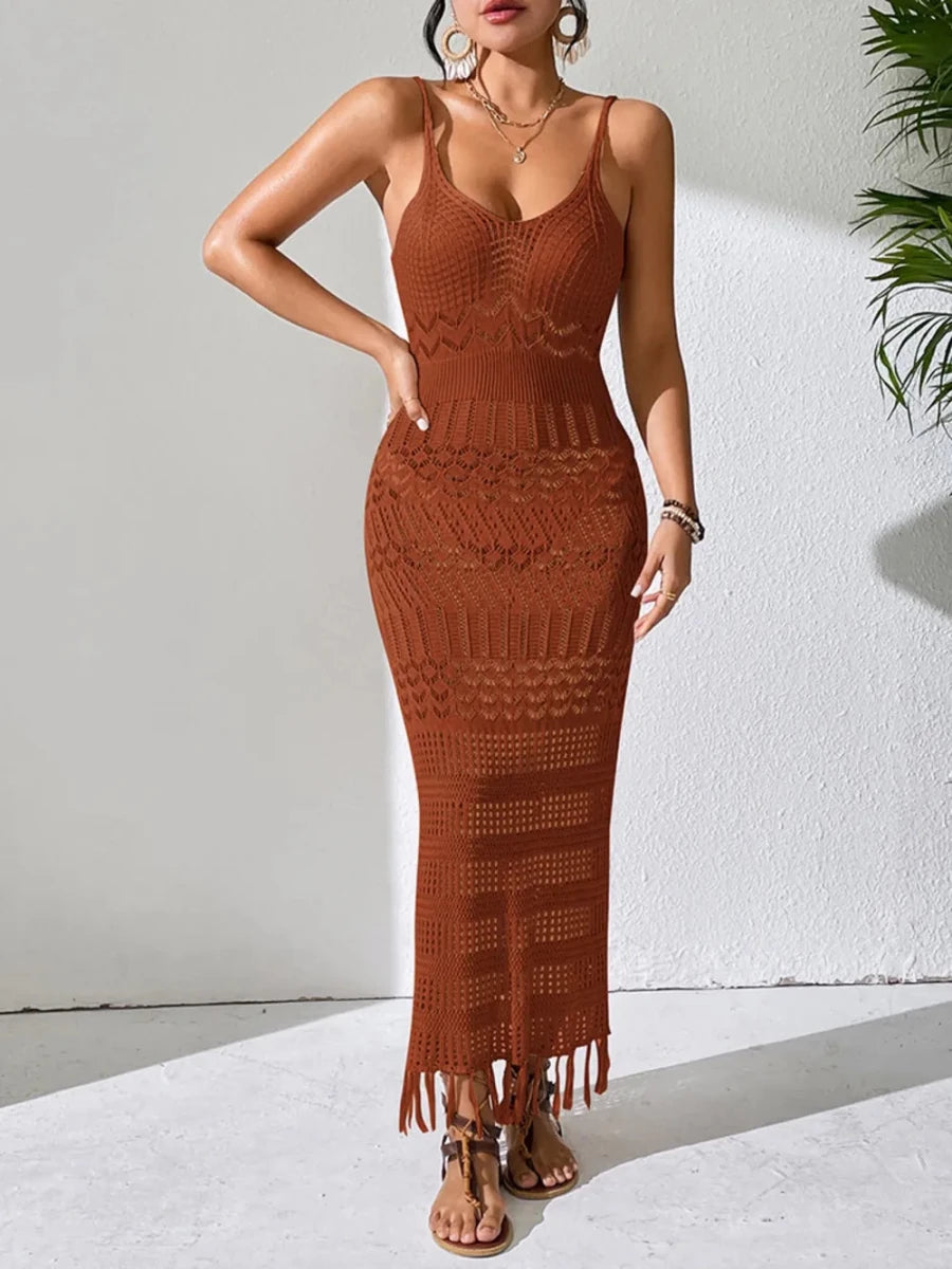 Riviera Tassel Openwork Cover Up - Brick + Boho