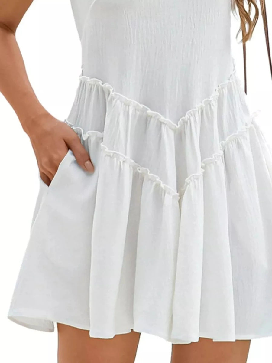 Round Neck Sleeveless Mini Dress - Brick + Boho